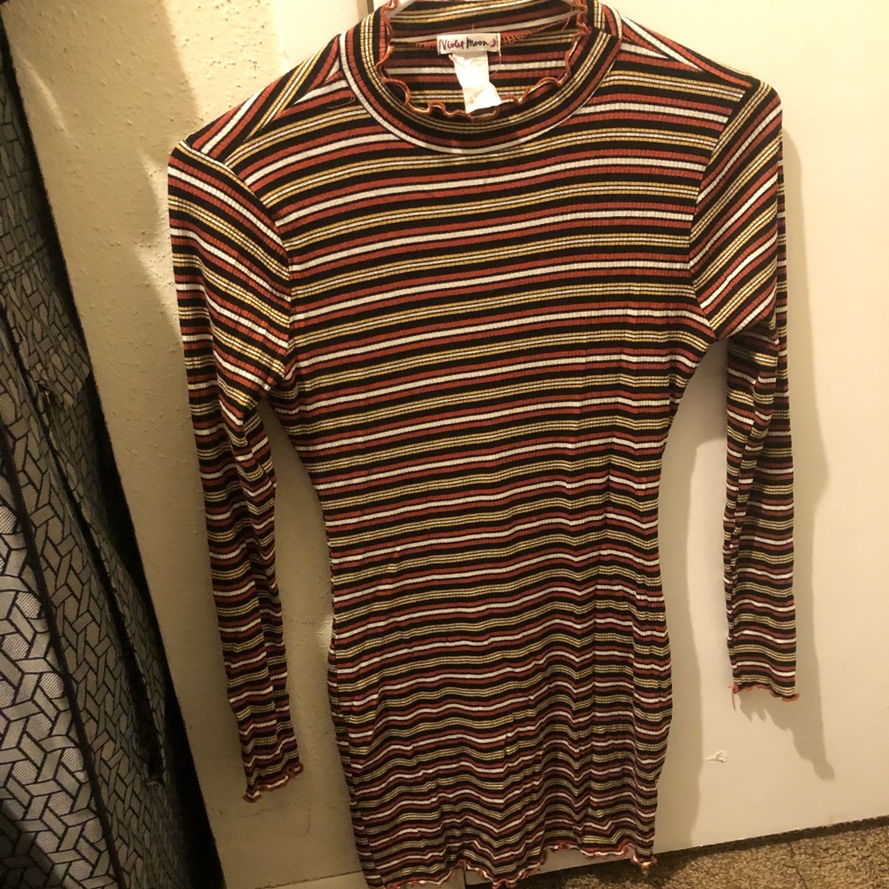 Violet Moon Mock Neck Striped Top